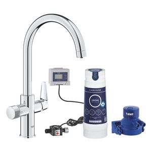 Baterie bucatarie Grohe Blue Pure BauCurve pipa C sistem de filtrare S crom imagine