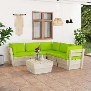 vidaXL Set mobilier de grădină paleți, 6 piese, natural, lemn imagine