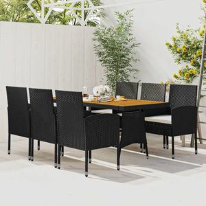 Set mobilier de exterior, 7 piese, negru imagine