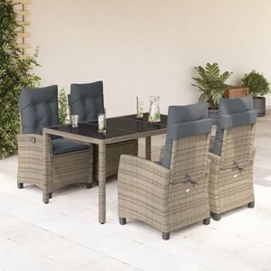 vidaXL Set mobilier de exterior, 5 piese, gri, poliratan și sticlă imagine