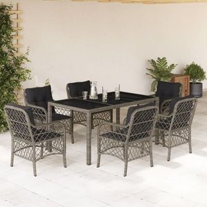 vidaXL Set de mobilier pentru grădină, cu perne, 7 piese, gri imagine