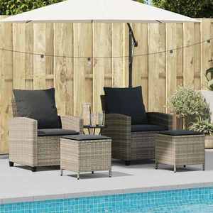 vidaXL Set mobilier de exterior cu perne, 4 piese, gri, poliratan imagine