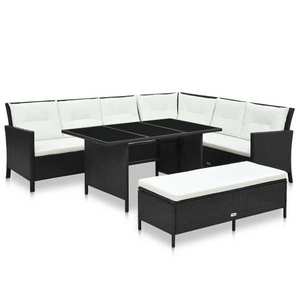 Set mobilier de gradina cu banca, 4 piese, negru imagine