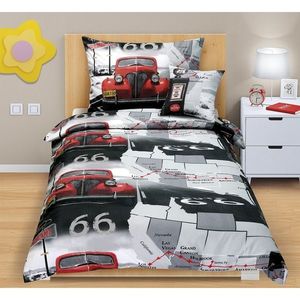 Lenjerie de pat din bumbac Junior Auto, 140 x 200 cm, 70 x 90 cm + 40 x 40 cm imagine