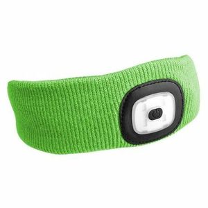 Bentiță cu lanternă Sixtol 180lm, alimentare USB, mărime uni, bumbac/PE, verde fluorescent imagine