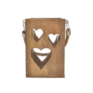 Suport suspendabil pentru lumânări InDecor din lemn de mango Heart, 14 x 14 x 20 cm imagine