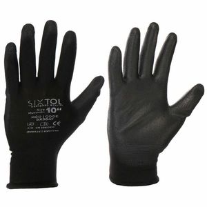 Sixtol Mănuși de lucru GLOVE PE-PU 10 negru, dimensiunea 10" imagine