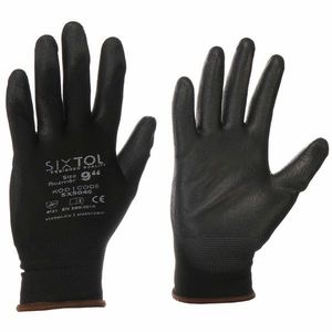 Sixtol Mănuși de lucru GLOVE PE-PU 9 negru, mărimea 9" imagine