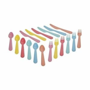 Set de tacâmuri din plastic pentru copii Rainbow, 18 buc , 6 culori imagine