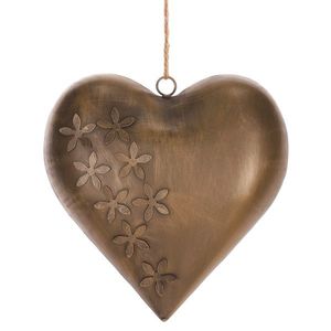 Decorațiune Inimă suspendată din metal 20 x 20 x 4 cm, culoare cupru imagine