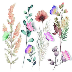 Decorațiune autocolantă Watercolor Flowers, 30 x 30 cm imagine