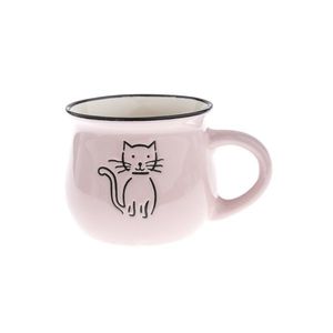 Cană din ceramică Cat 75 ml, roz imagine