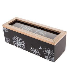 Cutie din lemn Meadow flowers, pentru pliculețe deceai, negru, 23 x 8 x 8 cm imagine