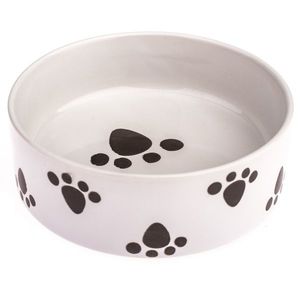 Bol ceramic pentru câine Paw alb, 15 x 5 cm imagine