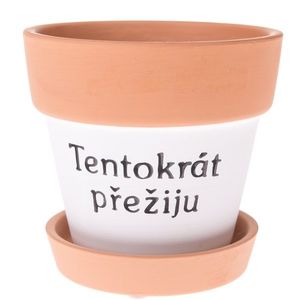 Ghiveci decorativ ceramic cu inscripție, 12, 5 x 12 cm imagine