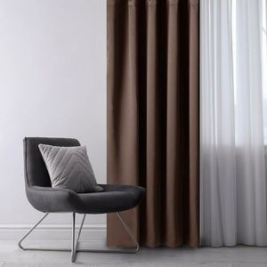 AmeliaHome Draperie Blackout Oxford Pleat maro închis, 140 x 245 cm, maro imagine