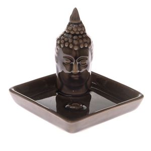 Suport ceramic pentru bețișoare parfumate Buddha, 9 x 9 x 9 cm imagine