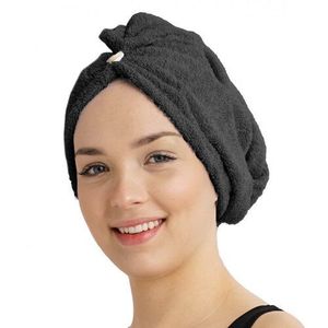 Turban de păr cu uscare rapidă din frotir negru, negru imagine