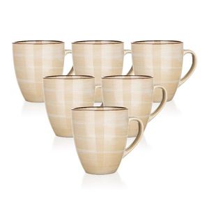 Set de 6 căni din ceramică Banquet PALAS , 400 ml, crem, , bej imagine