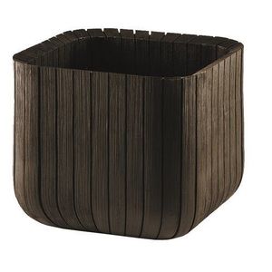 Jardinieră din plastic Keter Cube planter M, maro, 30 x 30 x 30 cm imagine