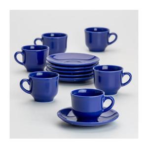 Serviciu albastru de cafea 6x ceașcă ceramică cu farfurioară imagine