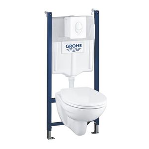 Set complet Grohe Solido Compact 4-in-1 cu rezervor incastrat clapeta Skate Air alb si vas wc suspendat cu capac inchidere lenta imagine