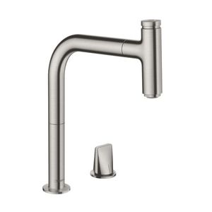 Baterie bucatarie Hansgrohe Metris M7119-H200 din doua elemente ComfortZone 200 dus extractibil inox periat imagine