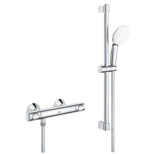 Baterie dus termostatata Grohe Grohtherm 500 cu set de dus Tempesta cu bara de 60cm crom imagine