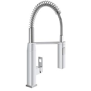 Baterie bucatarie Grohe Eurocube cu pipa flexibila ProfiSpray crom imagine