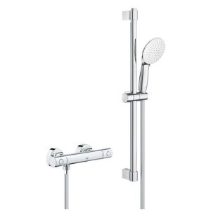 Baterie dus termostatata Grohe Grohtherm 800 Cosmopolitan cu set de dus cu bara Tempesta 600 crom imagine