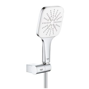 Set de dus Grohe Rainshower SmartActive 130 Cube cu agatatoare furtun 150cm si para de dus cu 3 jeturi moon white imagine