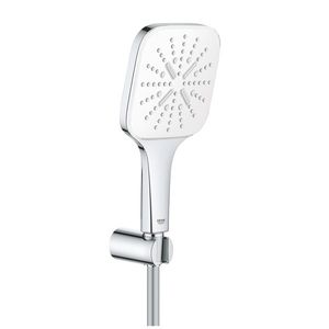 Set de dus Grohe Rainshower SmartActive 130 Cube cu agatatoare fixa furtun 150cm si para de dus cu 3 jeturi moon white imagine