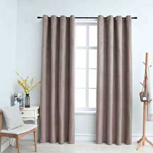 vidaXL Draperii opace cu inele metalice, 2 buc., gri taupe, 140x245 cm imagine