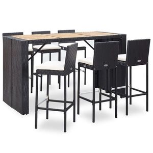 vidaXL Set mobilier de exterior 7 piese negru poliratan lemn acacia imagine