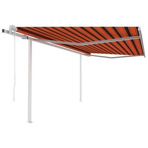 vidaXL Copertină retractabilă automat, stâlpi, portocaliu&maro 4, 5x3 m imagine