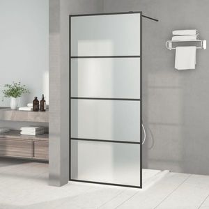 vidaXL Perete cabină duș walk-in negru 90x195 cm sticlă ESG mată imagine