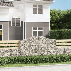 vidaXL Coșuri gabion arcuite 12 buc, 200x30x120/140cm, fier galvanizat imagine