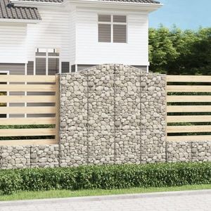 vidaXL Coșuri gabion arcuite, 2 buc 200x50x200/220 cm, fier galvanizat imagine