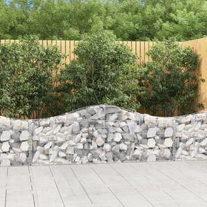 vidaXL Coșuri gabion arcuite 4 buc, 200x30x60/80 cm, fier galvanizat imagine