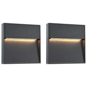 vidaXL Lămpi de perete LED de exterior, 2 buc., negru, 3 W, pătrat imagine