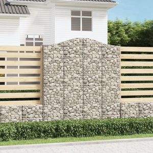 vidaXL Coșuri gabion arcuite, 2 buc 200x30x220/240cm, fier galvanizat imagine