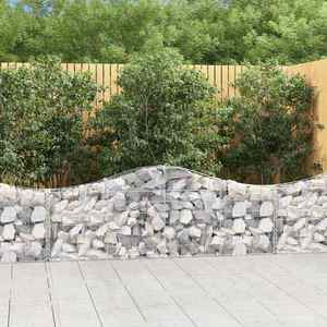 vidaXL Coșuri gabion arcuite 2 buc, 200x30x60/80 cm, fier galvanizat imagine