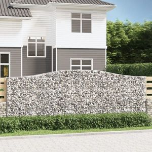 vidaXL Coșuri gabion arcuite 15 buc. 400x30x140/160 cm fier galvanizat imagine