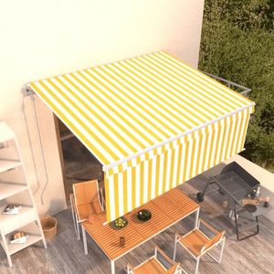 vidaXL Copertină retractabilă automat cu stor, galben&alb, 4, 5x3 m imagine