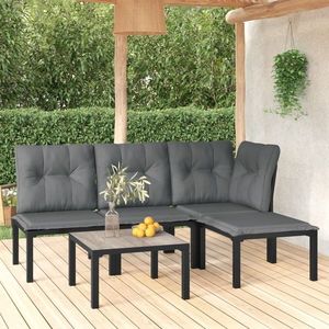 vidaXL Set de mobilier de exterior, 5 piese, gri, poliratan imagine