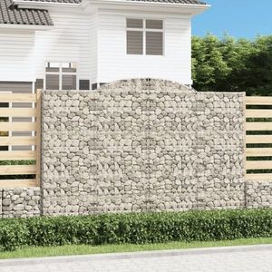 vidaXL Coșuri gabion arcuite, 2 buc. 300x30x200/220 cm fier galvanizat imagine