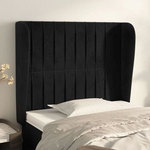 vidaXL Tăblie de pat cu aripioare, negru, 83x23x118/128 cm, catifea imagine