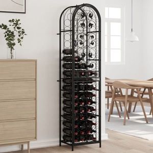 vidaXL Suport sticle vin 73 de sticle, negru 45x36x200 cm fier forjat imagine