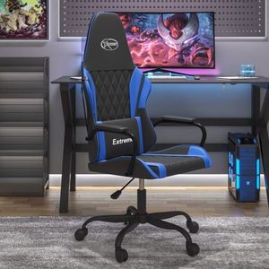 vidaXL Scaun de gaming de masaj, negru și albastru, piele ecologică imagine