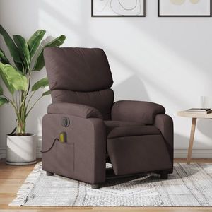 vidaXL Fotoliu electric de masaj rabatabil, maro închis, textil imagine